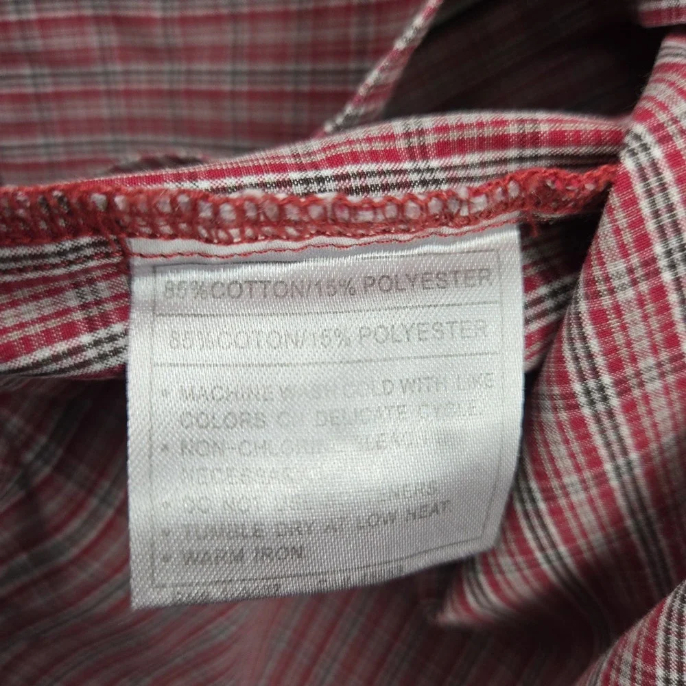 Ariat Pro Series Mens Large Red White Micro Check Long Sleeve Button Down Shirt